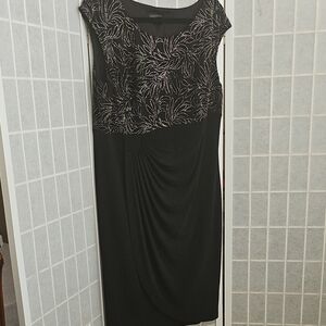 connected apparel Black Beaded Cap-Sleeve Midi Dress